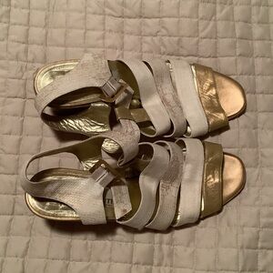 Chic lGold and Canvas Women's Sandals by Claudia Cutti made in Italy